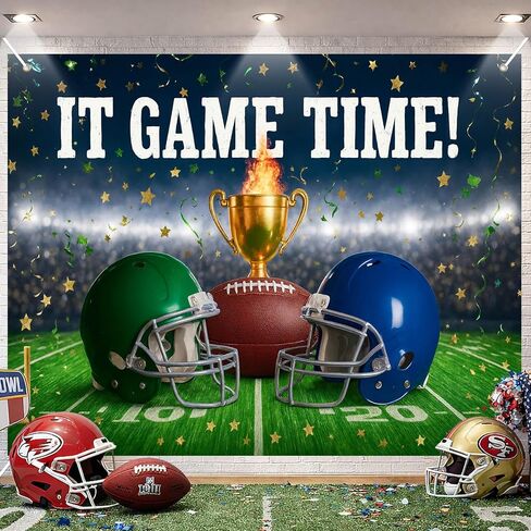 Super Bowl Party Backdrop Football Game Day Photo Background 8x6ft Big Game Watch Party Sports Theme Football Party Decoration Backdrop Banner for Super Bowl Sunday Indoor Event Celebration in Saudi Arabia