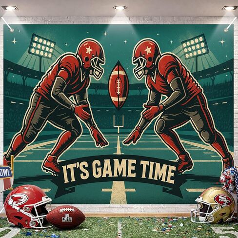 Super Bowl Party Backdrop Football Game Day Photo Background 8x6ft Big Game Watch Party Sports Theme Football Party Decoration Backdrop Banner for Super Bowl Sunday Indoor Event Celebration in Saudi Arabia