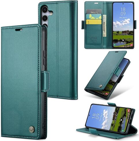 for Samsung Z Flip 6/7 FE Case, PU Leather Flip Case Slim Shockproof Protective Cover for Galaxy Z Flip 6/7 FE 6.7'', Green in Kuwait