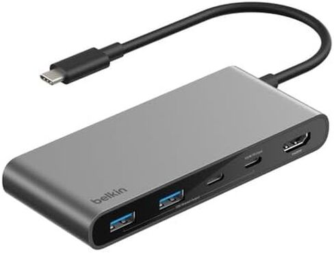 موزع Belkin USB C، محور 7 منافذ مع شاشة HDMI 4K @ 60 هرتز، SD وMicroSD، توصيل طاقة 100 واط، نقل سريع للبيانات 5 جيجابت في الثانية، محول USB C متعدد المنافذ لأجهزة MacBook وiPad Pro وChromebook - HDMI 2.0 - أسود in Kuwait