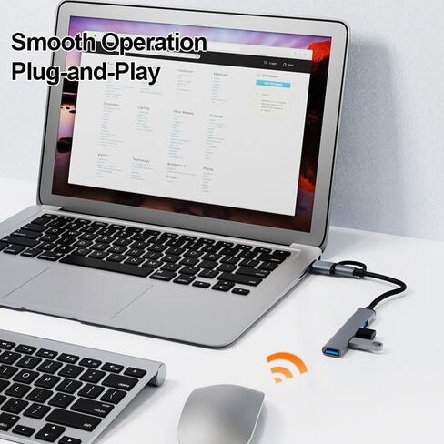 موزع USB 2 في 1 مع منافذ إدخال مزدوجة (USB-A وType-C)، وموسع USB معدني بـ 4 منافذ لأجهزة الكمبيوتر المحمول والأجهزة المحمولة، وموزع USB محمول للتوصيل والتشغيل للاستخدام المنزلي والمكتب والسفر in Kuwait