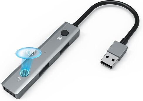 موزع USB 2.0 مزود بأدوات صوتية تعمل بالذكاء الاصطناعي: محول USB متعدد المنافذ - نسخ صوتي - ترجمة - تحويل الكلام إلى جهاز نص للكمبيوتر المحمول - 3 منافذ بيانات USB-A - التوصيل والتشغيل للمكتب المنزلي in Kuwait