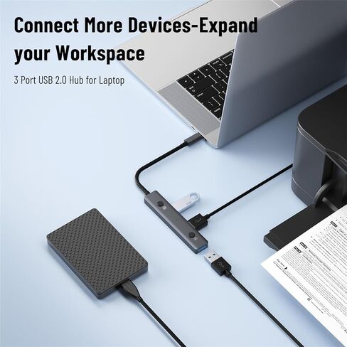موزع USB 2.0 مزود بأدوات صوتية تعمل بالذكاء الاصطناعي: محول USB متعدد المنافذ - نسخ صوتي - ترجمة - تحويل الكلام إلى جهاز نص للكمبيوتر المحمول - 3 منافذ بيانات USB-A - التوصيل والتشغيل للمكتب المنزلي in Kuwait