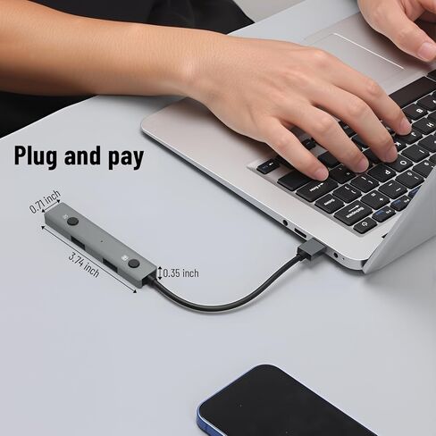 موزع USB 2.0 مزود بأدوات صوتية تعمل بالذكاء الاصطناعي: محول USB متعدد المنافذ - نسخ صوتي - ترجمة - تحويل الكلام إلى جهاز نص للكمبيوتر المحمول - 3 منافذ بيانات USB-A - التوصيل والتشغيل للمكتب المنزلي in Kuwait