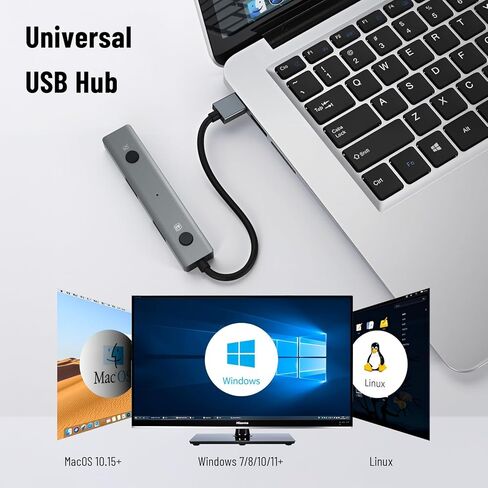 موزع USB 2.0 مزود بأدوات صوتية تعمل بالذكاء الاصطناعي: محول USB متعدد المنافذ - نسخ صوتي - ترجمة - تحويل الكلام إلى جهاز نص للكمبيوتر المحمول - 3 منافذ بيانات USB-A - التوصيل والتشغيل للمكتب المنزلي in Kuwait