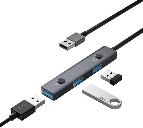 موزع USB 2.0 مزود بأدوات صوتية تعمل بالذكاء الاصطناعي: محول USB متعدد المنافذ - نسخ صوتي - ترجمة - تحويل الكلام إلى جهاز نص للكمبيوتر المحمول - 3 منافذ بيانات USB-A - التوصيل والتشغيل للمكتب المنزلي in Kuwait