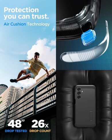 حافظة Spigen لهاتف Galaxy A16 5G، درع متين [مسند] [حماية من الدرجة العسكرية] - أسود in Kuwait