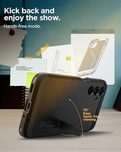 حافظة Spigen لهاتف Galaxy A16 5G، درع متين [مسند] [حماية من الدرجة العسكرية] - أسود in Kuwait