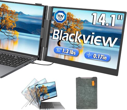 Blackview Portable Monitor for Laptop,14" 1080P FHD IPS Portable Laptop Monitor Extender,Two Cable USB C Travel for 13-17'',0.17" Ultra-Slim,Plug & Play for Windows/Mac/Android/Switch - SCM6 in Kuwait