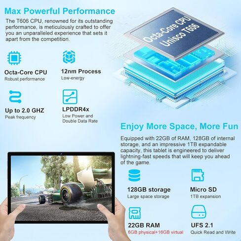 تابلت 2025 Android 15، تابلت ثماني النواة 10 بوصة 22 جيجابايت + 128 جيجابايت + 1 تيرابايت، جهاز لوحي إلكتروني 2 في 1 مع ماوس لوحة مفاتيح، بطارية 8000 مللي أمبير، شاشة IPS عالية الدقة، GPS، Widevine L1، شاشة مقسمة، هيكل معدني - أسود in Kuwait