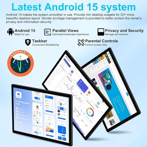 تابلت 2025 Android 15، تابلت ثماني النواة 10 بوصة 22 جيجابايت + 128 جيجابايت + 1 تيرابايت، جهاز لوحي إلكتروني 2 في 1 مع ماوس لوحة مفاتيح، بطارية 8000 مللي أمبير، شاشة IPS عالية الدقة، GPS، Widevine L1، شاشة مقسمة، هيكل معدني - أسود in Kuwait