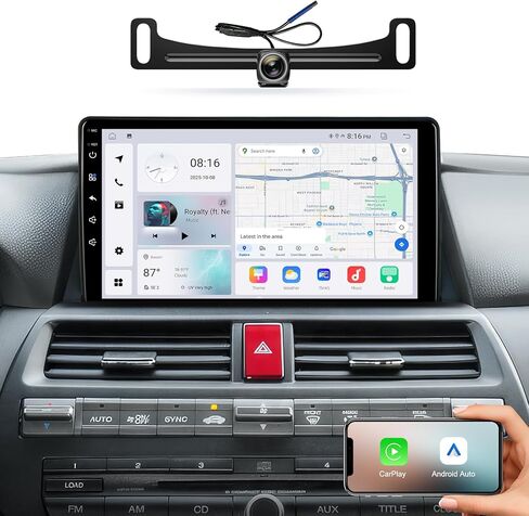 راديو السيارة لسيارة Honda Accord 8th 2008-2013، ترقية شاشة تعمل باللمس مقاس 10.2 بوصة مع Android 13، CarPlay، Android Auto، نظام تحديد المواقع العالمي (GPS)، كاميرا احتياطية 1080P، بلوتوث، WiFi، SWC، FM، AM (4G + 64G) in Kuwait