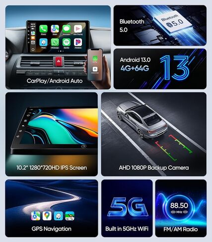 راديو السيارة لسيارة Honda Accord 8th 2008-2013، ترقية شاشة تعمل باللمس مقاس 10.2 بوصة مع Android 13، CarPlay، Android Auto، نظام تحديد المواقع العالمي (GPS)، كاميرا احتياطية 1080P، بلوتوث، WiFi، SWC، FM، AM (4G + 64G) in Kuwait