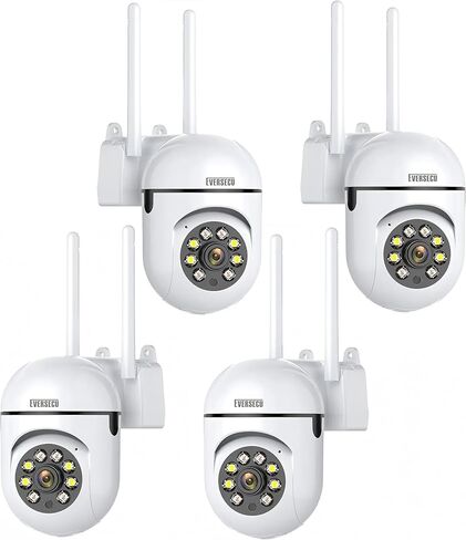 EVERSECU 2K 3MP Outdoor WiFi PTZ Security Camera, 5G WiFi, Auto Tracking, 2 Way Audio, Spotlight Night Vision, Compatible with Alexa, SD Card & Cloud Storage, Support ONVIF&RTSP IP CCTV Camera(4pack) in Saudi Arabia