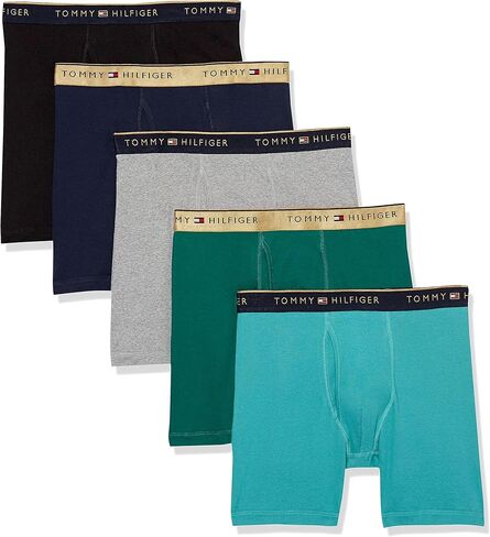 Tommy Hilfiger Men's Underwear Multipack Cotton Classics Boxer Briefs, Mahogany, Medium in Saudi Arabia
