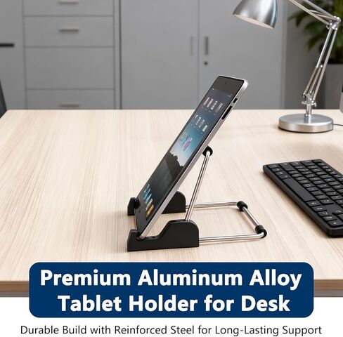 Tablet Holder for Desk Large Adjustable Stand for Screen and Reader Devices Folding Portable Desktop Stand Square Aluminum Support for Display Stands in Saudi Arabia