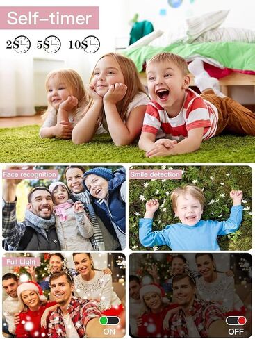 ترقية الكاميرا الرقمية، كاميرا 56 ميجابكسل FHD 1080P للأطفال مع تكبير 16x مضاد للاهتزاز، كاميرا للأطفال مع بطاقة TF سعة 32 جيجابايت، بطاريتان، حبل قصير، صغير الحجم للأطفال الأولاد والبنات (وردي) in Kuwait