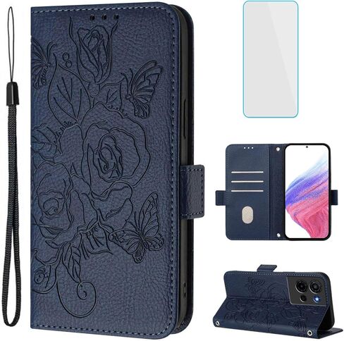 لـ TCL K32 5G/K33 5G حافظة هاتف محفظة مع شاشة حماية RFID حجب فتحة بطاقة الوجه للنساء غطاء الهاتف الخليوي حافظة Blutterfly زهرية لـ TCL K 32 33 T513W TCLK32 5G أزرق فاتح in Kuwait
