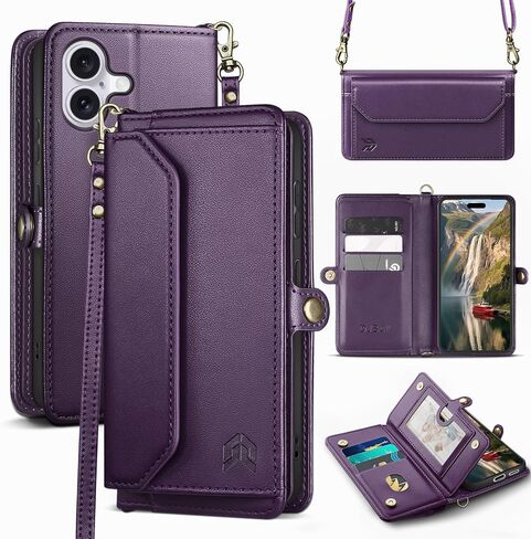 DJBull for iPhone 17 6.3" Wallet Case with Card Holder, Shoulder and Wristlet Straps, Soft PU Leather, Magnetic Snap, Flip Phone Case for Women Men for Apple 17 Rose Gold in Saudi Arabia