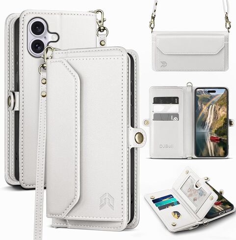 DJBull for iPhone 17 6.3" Wallet Case with Card Holder, Shoulder and Wristlet Straps, Soft PU Leather, Magnetic Snap, Flip Phone Case for Women Men for Apple 17 Rose Gold in Saudi Arabia