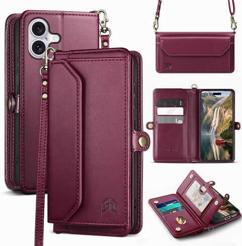 DJBull for iPhone 17 6.3" Wallet Case with Card Holder, Shoulder and Wristlet Straps, Soft PU Leather, Magnetic Snap, Flip Phone Case for Women Men for Apple 17 Rose Gold in Saudi Arabia