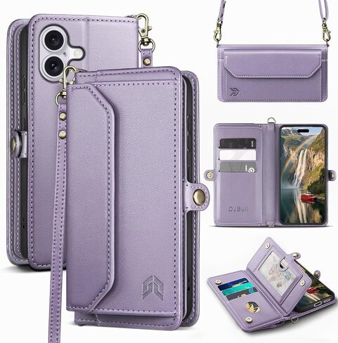 DJBull for iPhone 17 6.3" Wallet Case with Card Holder, Shoulder and Wristlet Straps, Soft PU Leather, Magnetic Snap, Flip Phone Case for Women Men for Apple 17 Rose Gold in Saudi Arabia