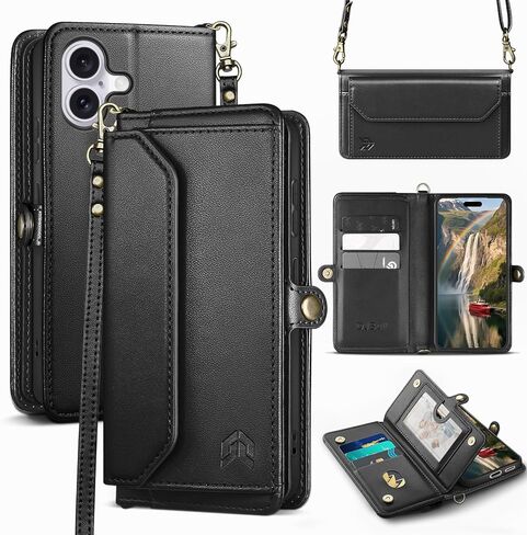 DJBull for iPhone 17 6.3" Wallet Case with Card Holder, Shoulder and Wristlet Straps, Soft PU Leather, Magnetic Snap, Flip Phone Case for Women Men for Apple 17 Rose Gold in Saudi Arabia