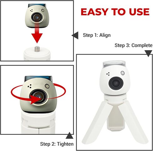 حامل ثلاثي عالمي صغير متوافق مع Instax PAL EVO 70 LOMO، ملحقات كاميرا فورية مع برغي 1/4 بوصة، مثبت حامل محمول مع أقدام مطاطية مضادة للانزلاق، فكرة للتصوير الفوتوغرافي المستقر (أبيض) in Kuwait