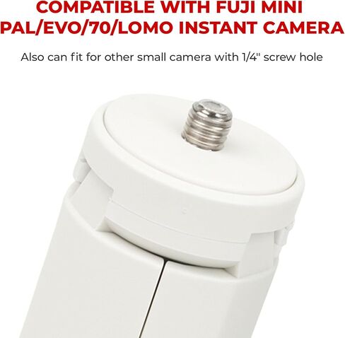 حامل ثلاثي عالمي صغير متوافق مع Instax PAL EVO 70 LOMO، ملحقات كاميرا فورية مع برغي 1/4 بوصة، مثبت حامل محمول مع أقدام مطاطية مضادة للانزلاق، فكرة للتصوير الفوتوغرافي المستقر (أبيض) in Kuwait