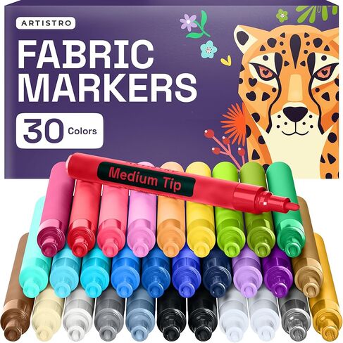 ARTISTRO 36 Dual-Tip Fabric Markers - Fabric Decorating Kit - Permanent for Clothes - No Bleed Pens for T-Shirts, Bags, Textile, Canvas, and More (Brush Tip and Fine Tip) in Saudi Arabia
