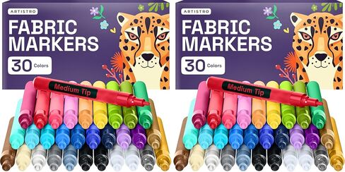 ARTISTRO 36 Dual-Tip Fabric Markers - Fabric Decorating Kit - Permanent for Clothes - No Bleed Pens for T-Shirts, Bags, Textile, Canvas, and More (Brush Tip and Fine Tip) in Saudi Arabia