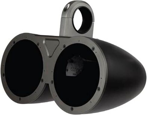 نظام برج واكيبورد مزدوج أسود من كيكر مع زوجين (الكمية 4) من الفضة 6.5 بوصة 195 وات ماكس باور مارين OEM بديل RGB متعدد الألوان LED مكبرات صوت قارب محورية in Kuwait