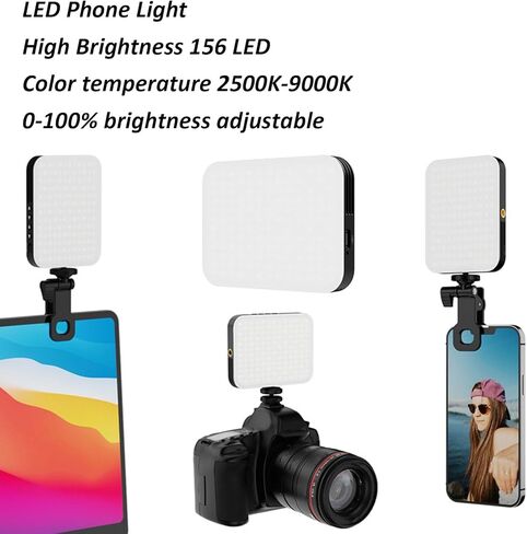 150 مصباح LED للهاتف، ضوء سيلفي للهاتف، 5000 مللي أمبير ضوء فيديو قابل لإعادة الشحن 2500k‑9000K درجة حرارة اللون لكاميرا الهاتف والكمبيوتر المحمول ومدونة فيديو سيلفي in Saudi Arabia