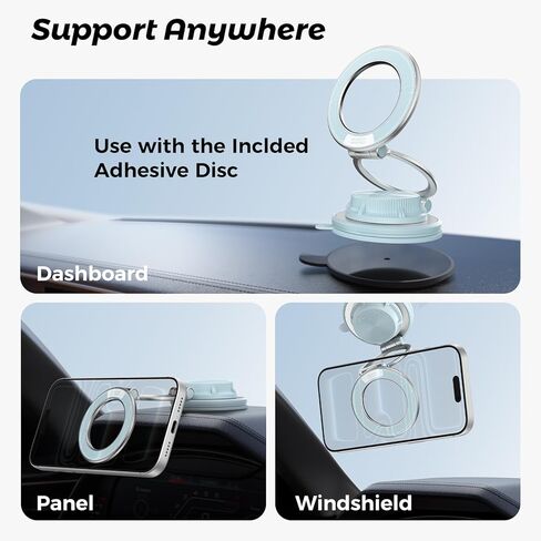 حامل هاتف السيارة Alviera لـ Magsafe، [108+LBS أقوى شفط ومغناطيس 3000gf] حامل هاتف قابل للتعديل 360 درجة لهاتف iPhone 12 13 14 15 16 17 Pro Max/Pro/Air/Plus، فيديو/سيلفي بدون استخدام اليدين، أسود in Kuwait