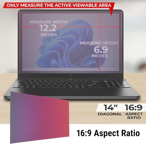 GOWENIC 14 Inch Laptop Privacy Screen for 16:9 Computer Monitor, Removable Anti Glare Blue Light Filter Protector, Anti Scratch Computer Privacy Screen, Computer Filter Protector in Saudi Arabia