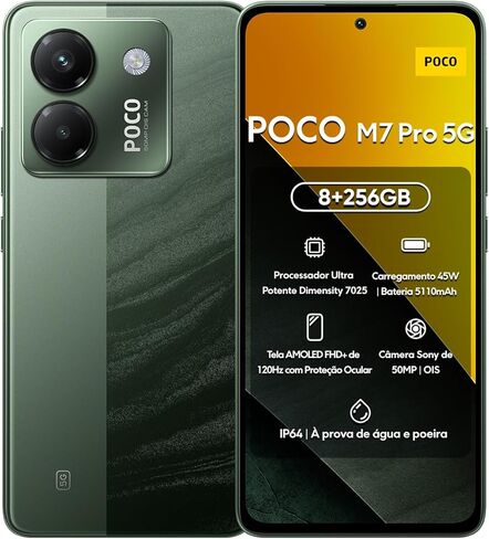Poco M7 Pro 5G (256GB + 8GB) (for Tmobile Mint Tello & Global) 50MP Dual Sony Camera 6.67" 120Hz Octa Core Unlocked Dual Sim Model 2409FPCC4G Liberado (Purple) in Saudi Arabia