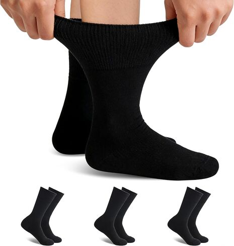 Forcool Merino Wool Non Binding Loose Top Cushioned Sole Dress Crew Diabetic Socks for Men and Women, M/L/XL, 1/3 Pairs in Saudi Arabia