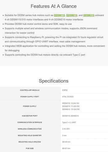 لوحة تشغيل محرك سيرفو للمحرك المباشر (A) مناسبة لـ Raspberry Pi 5 /4B، دعم WiFi 2.4G، لمحرك DDSM Hub، دعم ESP الآن، عبر ESP32 UART أو منفذ USB من النوع C @XYGStudy (قبعة محرك DDSM (A)) in Kuwait