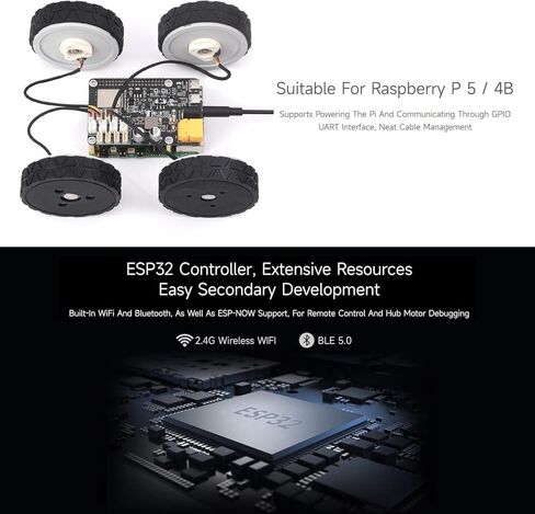 لوحة تشغيل محرك سيرفو للمحرك المباشر (A) مناسبة لـ Raspberry Pi 5 /4B، دعم WiFi 2.4G، لمحرك DDSM Hub، دعم ESP الآن، عبر ESP32 UART أو منفذ USB من النوع C @XYGStudy (قبعة محرك DDSM (A)) in Kuwait