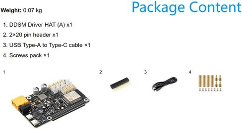 لوحة تشغيل محرك سيرفو للمحرك المباشر (A) مناسبة لـ Raspberry Pi 5 /4B، دعم WiFi 2.4G، لمحرك DDSM Hub، دعم ESP الآن، عبر ESP32 UART أو منفذ USB من النوع C @XYGStudy (قبعة محرك DDSM (A)) in Kuwait