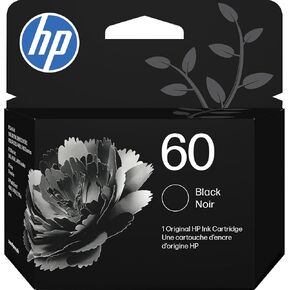 Original HP 60 Black Ink Cartridge | Works with DeskJet D1660, D2500, D2600, D5560, F2400, F4200, F4400, F4580; ENVY 100, 110, 120; PhotoSmart C4600, C4700, D110a Series | CC640WN in Kuwait