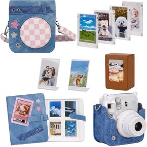 مجموعة ملحقات 9 في 1 مناسبة لكاميرا Fujifilm Instax Mini 12، حافظة كاميرا من قماش الدنيم الحبيب مع 256 جيبًا لألبوم الصور، صندوق تخزين الصور، إطار عرض الصورة، إطار صورة مغناطيسي in Kuwait