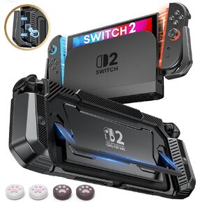 حافظة NinABXY لجهاز Nintendo Switch 2، [إصدار Joy-Con حصري بنقرة واحدة] [متوافق مع المسند] [حماية من الدرجة العسكرية] حافظة Switch 2 قابلة للإرساء مع قبضة مريحة، محمولة للسفر، ملحقات الغطاء in Kuwait