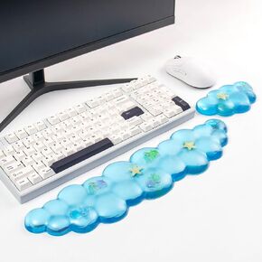 Gel Keyboard and Mouse Wrist Rest Set – Clear Blue Cloud Wrist Rest for Computer Keyboard 60%/68%/75%, Comfort & Support for Typing and Gaming in Kuwait