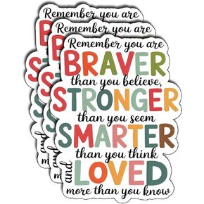(3Pcs) Remember You are Braver Stronger Smarter Loved Sticker Inspirational Quote Vinyl Waterproof Decal for Women Teens Kids Laptop Tumbler Journal Motivational Gifts Size 3" x 2.3" in Kuwait