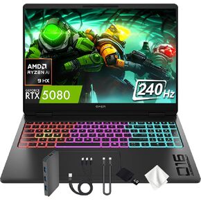 HP OMEN MAX 16" WQXGA 240Hz Gaming Laptop, AMD Ryzen AI 9 HX 375, NVIDIA GeForce RTX 5080 16GB GDDR7, 64GB DDR5, 3TB Storage (2TB SSD&1TB Docking Station), Backlit Keyboard, Wi-Fi 7, Win 11 Pro, Black in Kuwait
