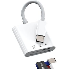 SD Card Reader USB C to Micro SD Charger Adapter (3in1) for iPhone 17 16 15 Pro Max Digital Camera Memory Stick TF Data Power Charging Port Male Plug for Ipad Compatible with Samsung Galaxy in Kuwait