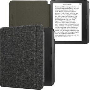 حافظة kwmobile متوافقة مع لون Kobo Libra - غطاء قارئ إلكتروني من القماش بنمط الكتاب - حافظة قابلة للطي - رمادي داكن in Kuwait