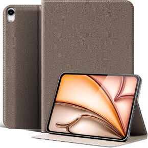 حافظة لجهاز iPad Air 11 بوصة M3/M2 (2025/2024)، iPad Air 5/4th Gen 10.9 بوصة، غطاء ذكي مقاوم للصدمات مصنوع من الجلد وحامل قابل للتعديل - استيقاظ/نوم تلقائي وزوايا رؤية متعددة، رمادي بني in Kuwait
