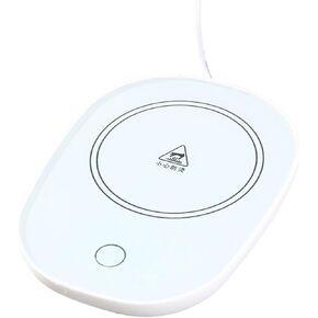 USB Coffee Mug Warmer with Tempered Glass Heating Coaster, 55°C Thermostatic Control and Gravity Sensor Auto On/Off for Desk or Home Use, White(White) in Kuwait